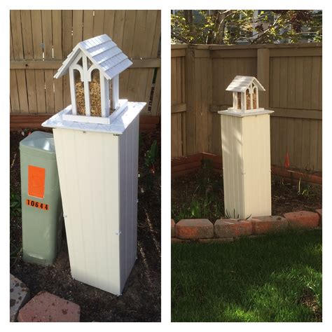 cover up electrical box yard|landscaping to hide utility box.